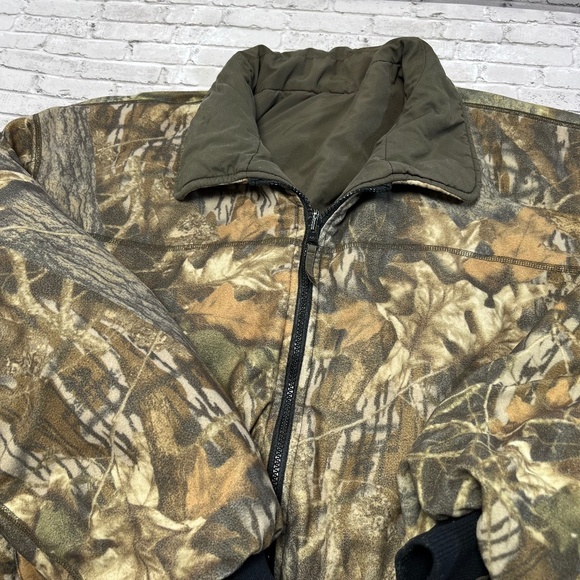 Browning Reversible Puffer Jacket Real Tree Camo/Olive Green Outdoor Full Zip - Picture 1 of 14